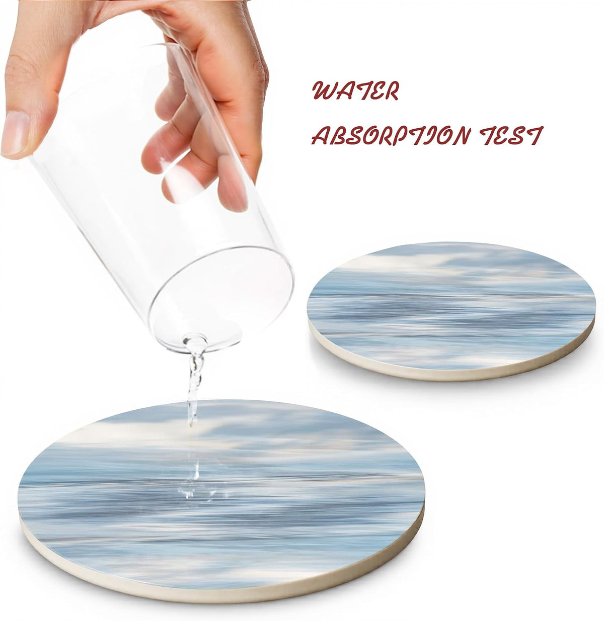 Blue Marble Coasters Set of 6,Ceramic Drink Coasters with Holder,Home Office Desk Coffee Table Decoration Housewarming Gift (Blue Marble)