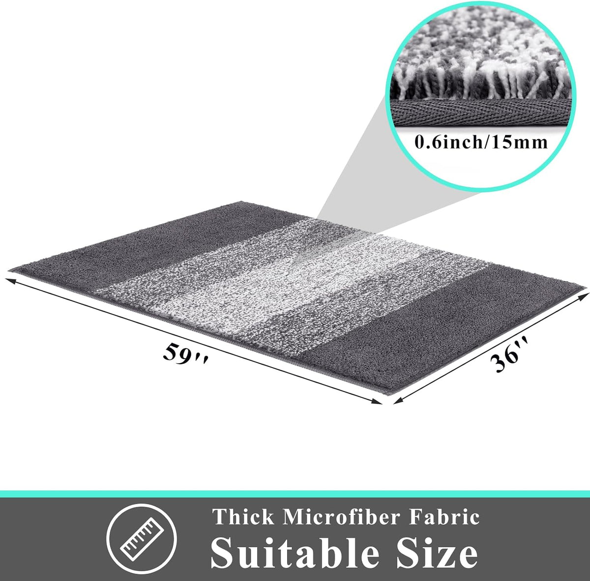 Indoor Doormat Entryway Grey Door Mat 36X59 Inch