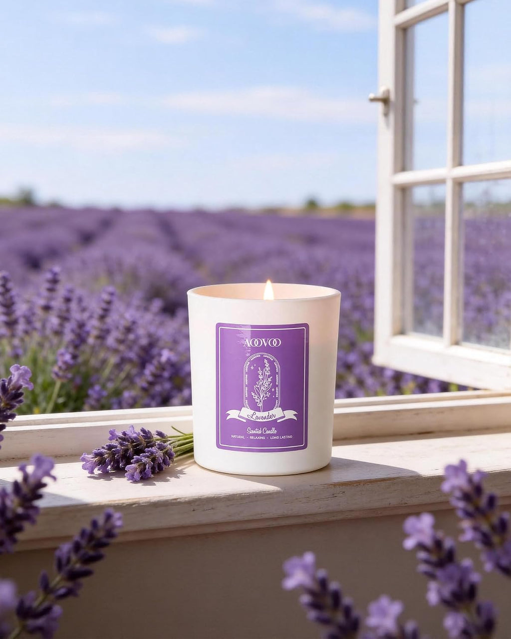 Lavender Scented Candles for Women - Aromatherapy Candle with Crystals Inside, 5Oz Soy Candles for Home Scented, Birthday Gifts Christmas Candle for Women Mom