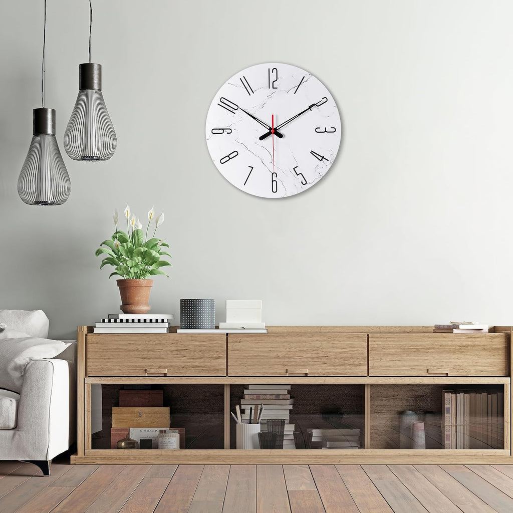 14In Glass Wall Clocks for Living Room Decor, Decorative Wall Clocks Battery Operated, Silent Kitchen Clocks, Wall Clock for Bedroom