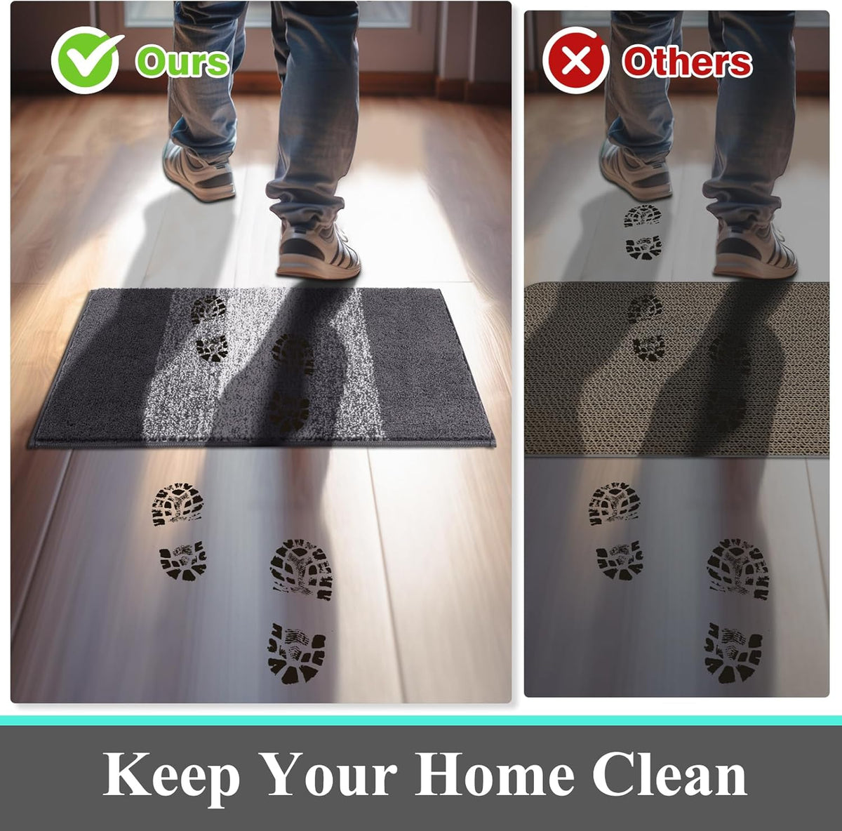 Indoor Doormat Entryway Grey Door Mat 36X59 Inch