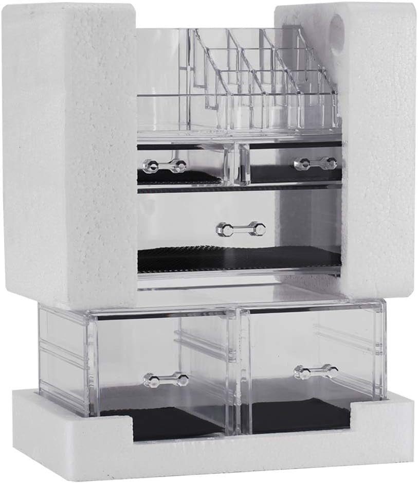 Makeup Organizer,Acrylic Cosmetic Organizer Storage Drawers Jewelry and Cosmetic Display Cases Box(5 Drawers 7 Tiers) 3 Pieces Stackable,Clear