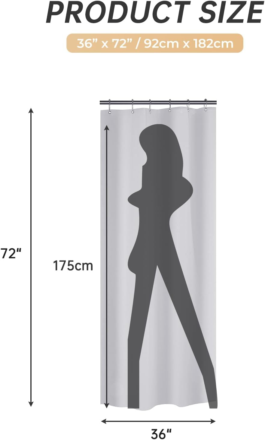 Stall Shower Curtain 36X72, Heavy Duty Plastic, Grey with 2 Weighted Stones and 6 Grommet Holes