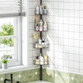 Corner Shower Caddy Tension Pole 4 Tier Shower Organizer, Black