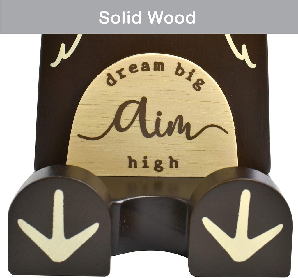 Wood Multipurpose Eyeglass Phone Pen & Pencil Holder Stand Stationery Desk Box Organizer Accessories, Home Office Desktop Decor Birthday Graduation Gifts “Dream Big Aim High” (Owl)