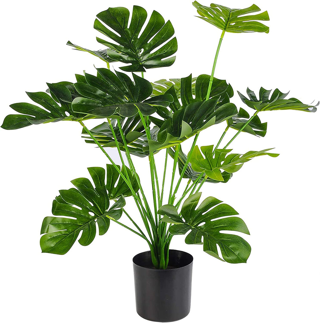 28" Fake Plants, Artificial Monstera in Black Pot for Office Decor