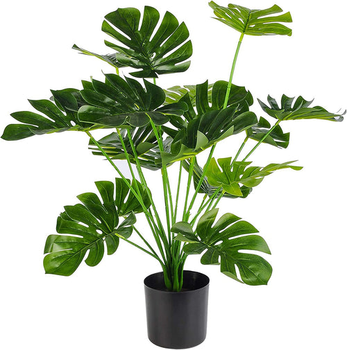 28" Fake Plants, Artificial Monstera in Black Pot for Office Decor