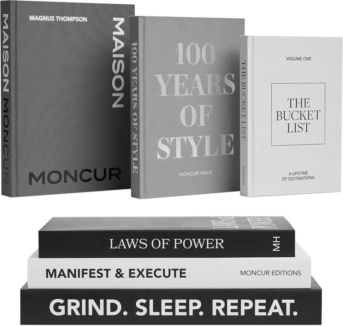 Faux Books for Decoration Motivational Coffee Table Books Set of 3 Black & White Design Books with Removable Covers and Real Blank Pages for Modern Home Decor, Shelf Styling and Aesthetic Interiors