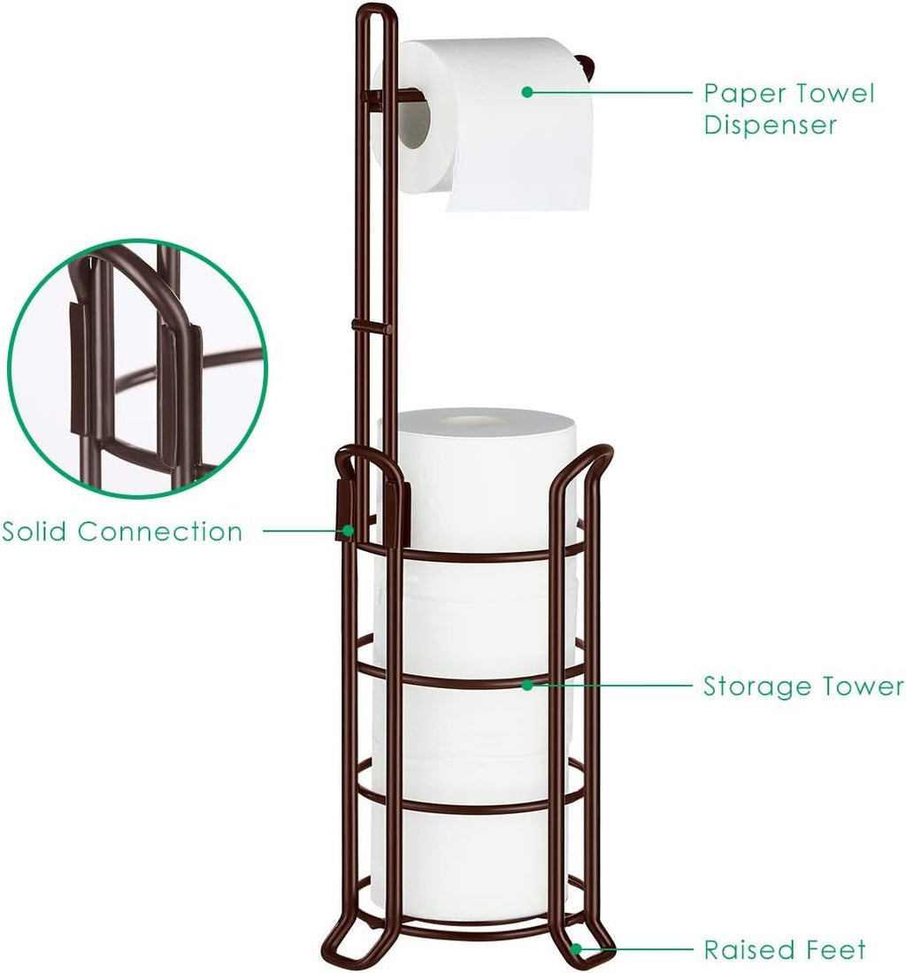 Toilet Paper Holder Stand Free Standing, Holds 4 Mega Rolls, Bronze