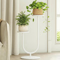 Metal Plant Stand Indoor Corner Plant Stands 2 Tier Plant Shelf for Tall Plant Holder Black Plant Shelves for Living Room Bedroom Midcentury Modern Home Decor(White)