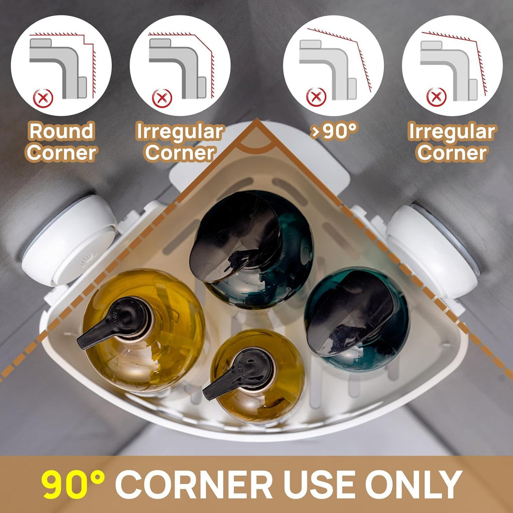 Corner Shower Caddy Suction Cup, Shower Basket Suction Bathroom