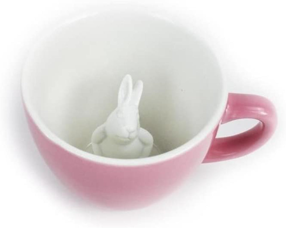 Rabbit Ceramic Cup - 11 Oz Animal Mug - Hidden 3D Critter Inside, Gift for Coffee