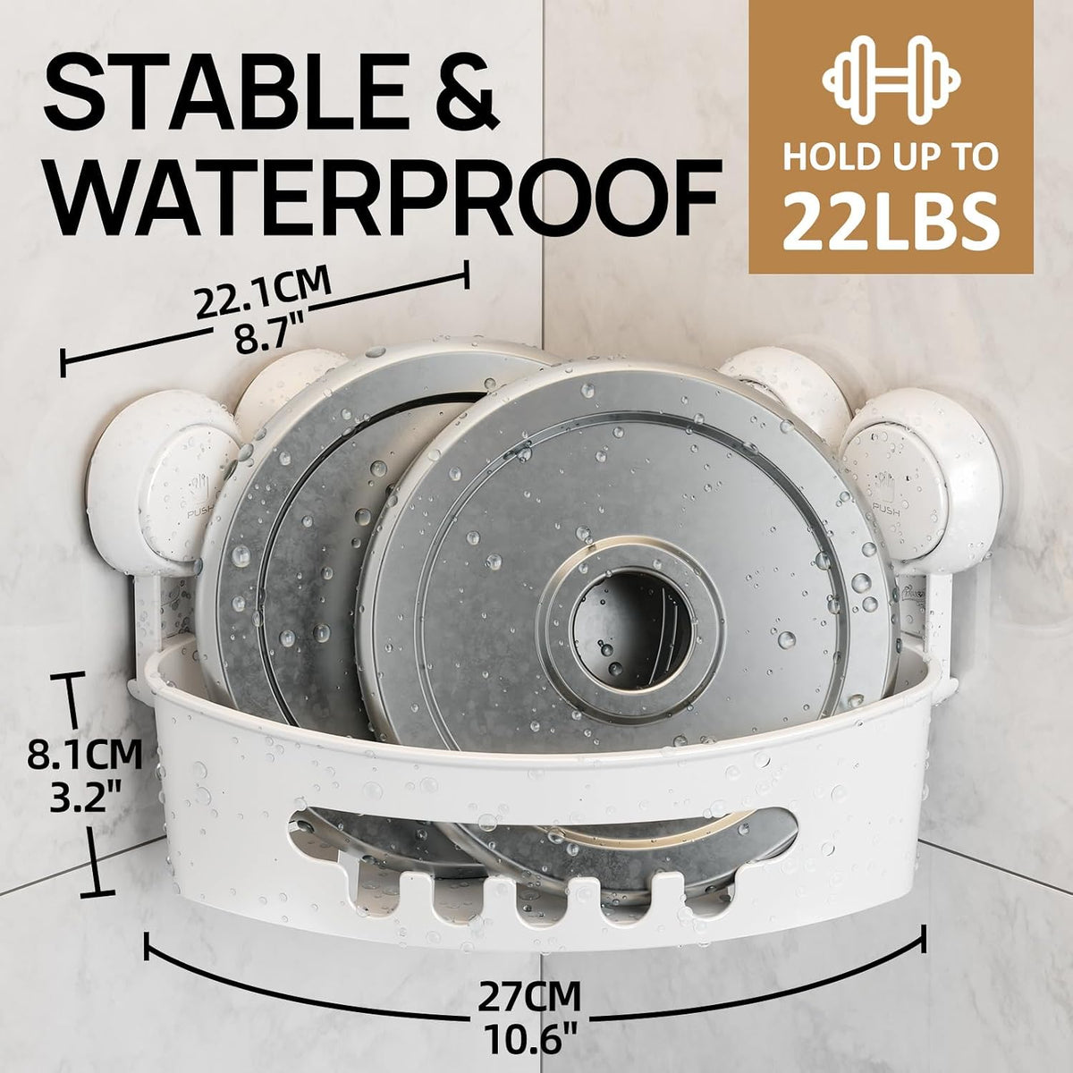 Corner Shower Caddy Suction Cup, Shower Basket Suction Bathroom
