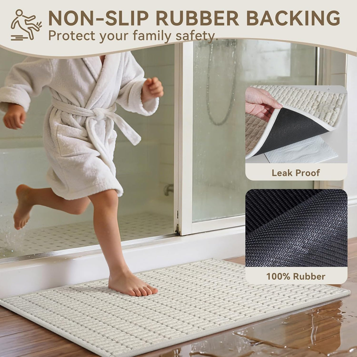 Bath Mat Super Soft Absorbent Bathroom Rugs 16"X24",Beige