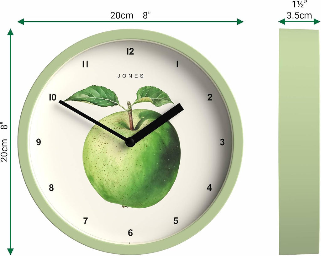 ® Fruit Wall Clock | Small round Clock | 8" | Green