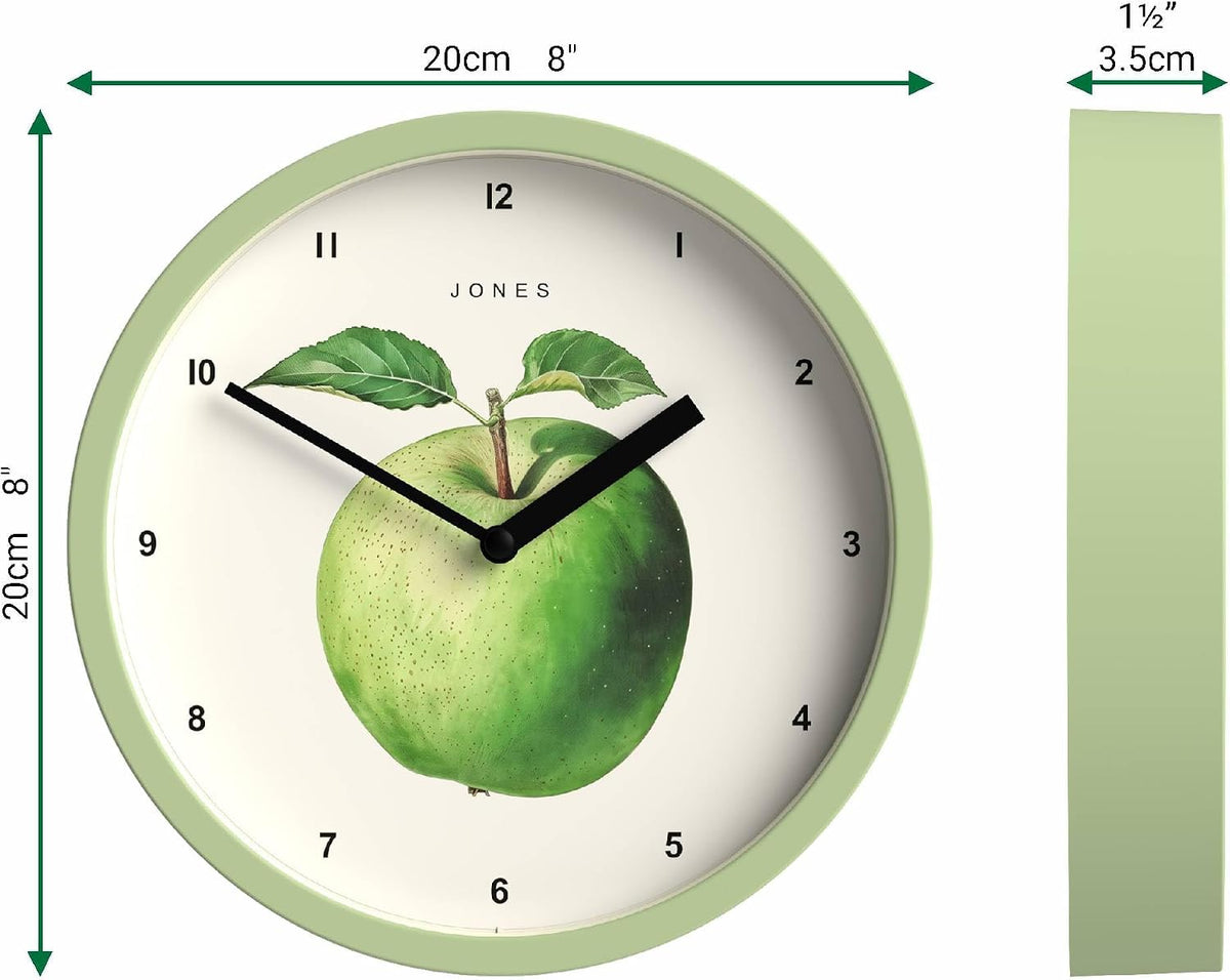® Fruit Wall Clock | Small round Clock | 8" | Green