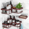 Corner Shower Caddy, 3-Pack Adhesive Shower Caddy with Soap Holder and 12 Hooks, Rustproof Stainless Steel, No Drilling Wall Mounted Rack Organizer, for Bathroom, Bronze