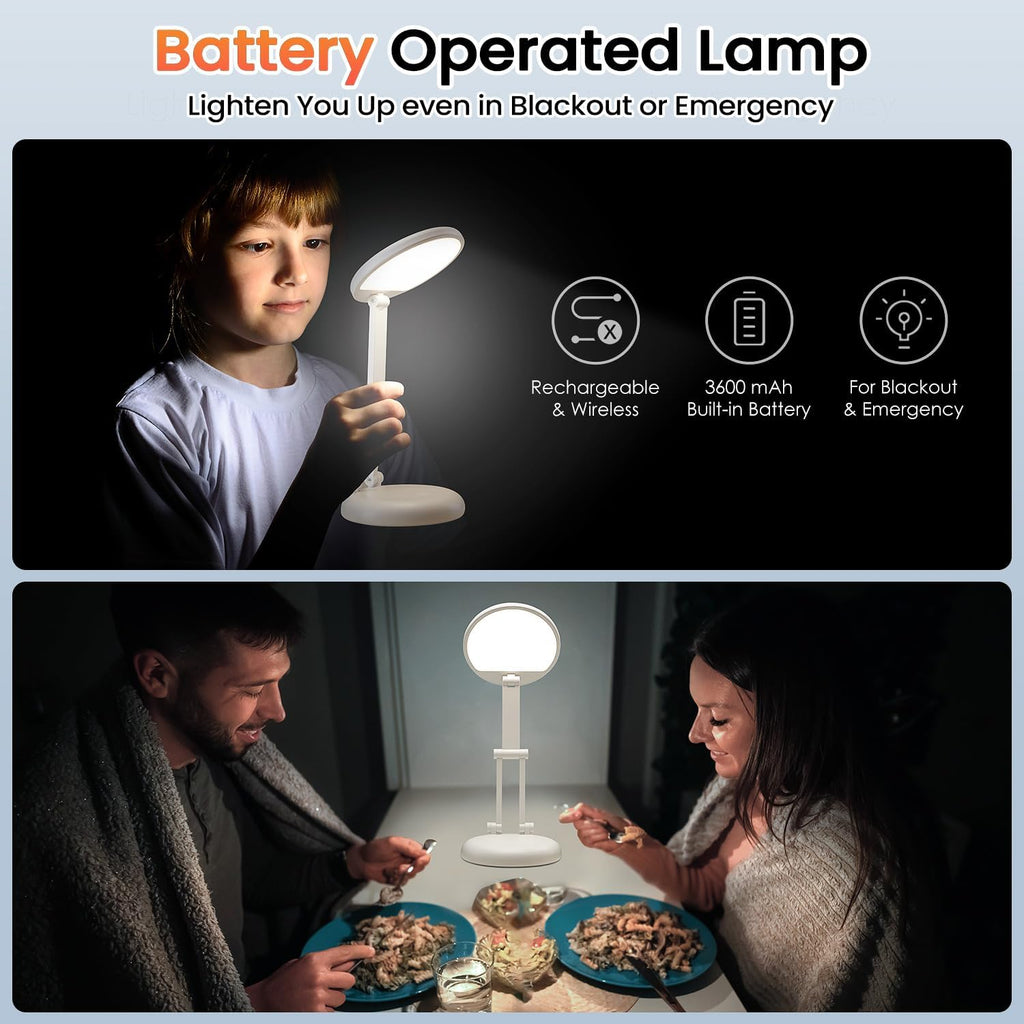 Battery Battery Operated Cordless Rechargeable Lamp - 3600Mah 10 Brightness Wireless LED Desk Table Lamp, Small Mini Portable Battery Powered Light for Home Office, Reading, Nail Light
