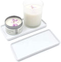 Ceramic Vanity Tray, Rectangle Bathroom White Tray, Marble Tray, Organizer for Soap, Jewelry, Perfume,Towel Holder for Counter, Bathroom, Kitchen, Sink, Restroom Decoration (Small) (2 Pack)