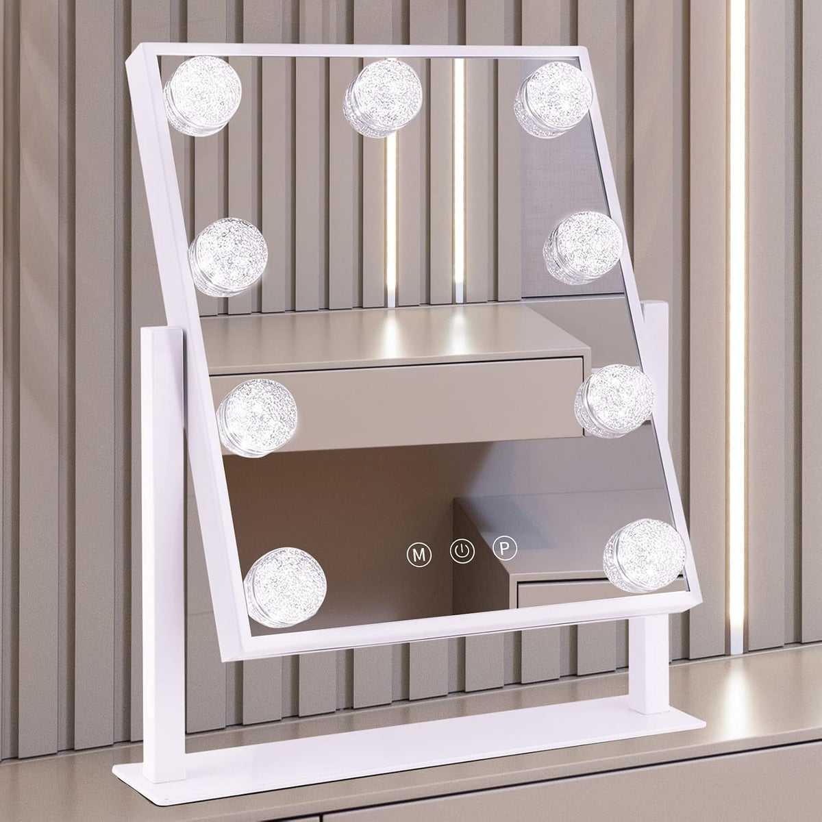 Vanity Mirror with Lights, Makeup Mirror with 9 LED Diamond Bulbs