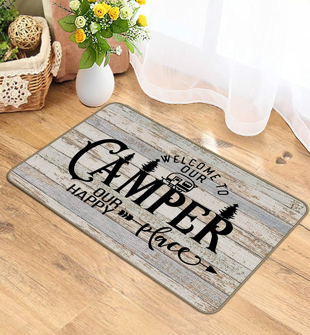 Welcome Camper Mat - 17X30, Camping Rug, RV Decor, inside Camper Rug