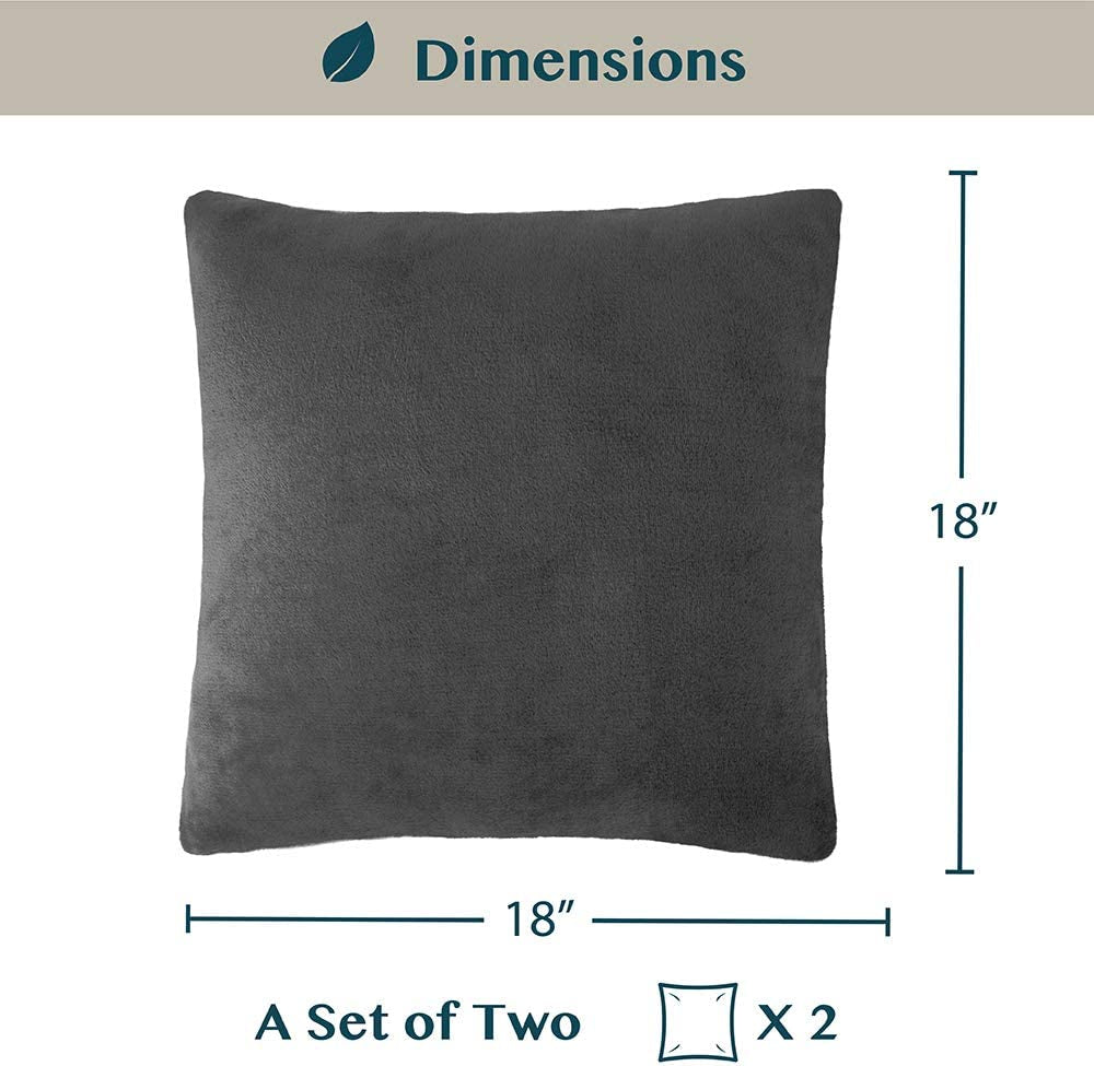 Dark Gray Decorative Throw Pillow Covers 18X18 Set of 2, Plush Cozy