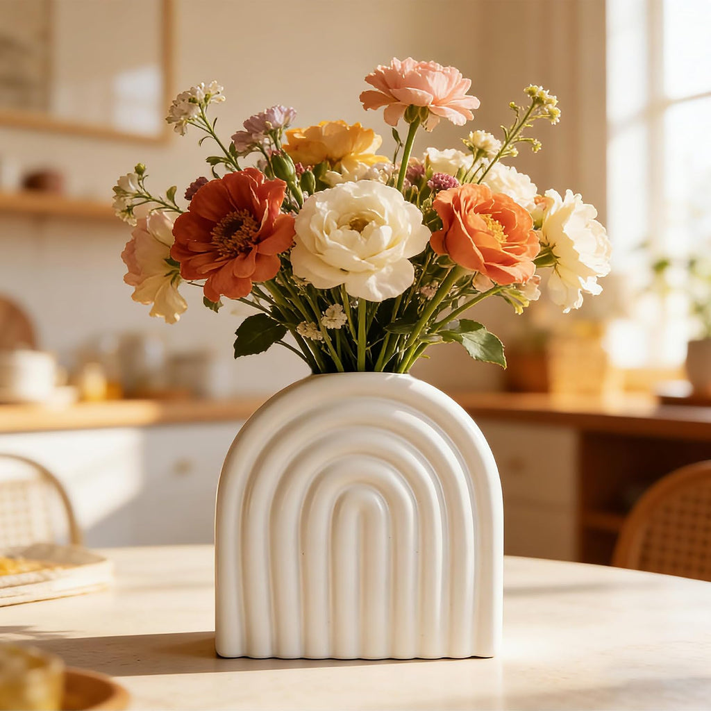 Arch Ceramic Vase for Table and Entryway Decor