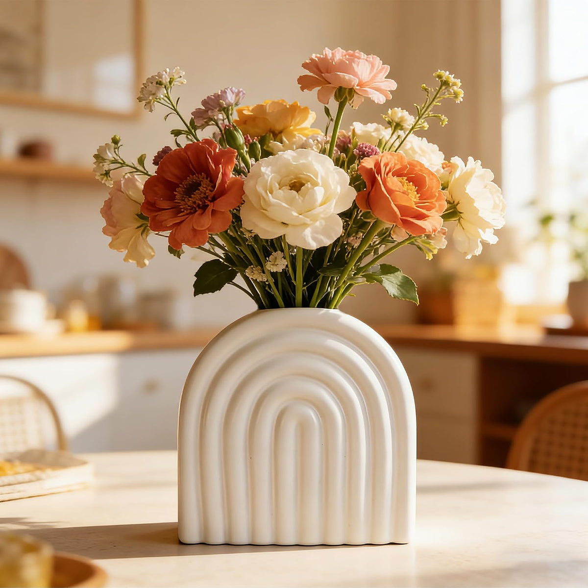 Arch Ceramic Vase for Table and Entryway Decor