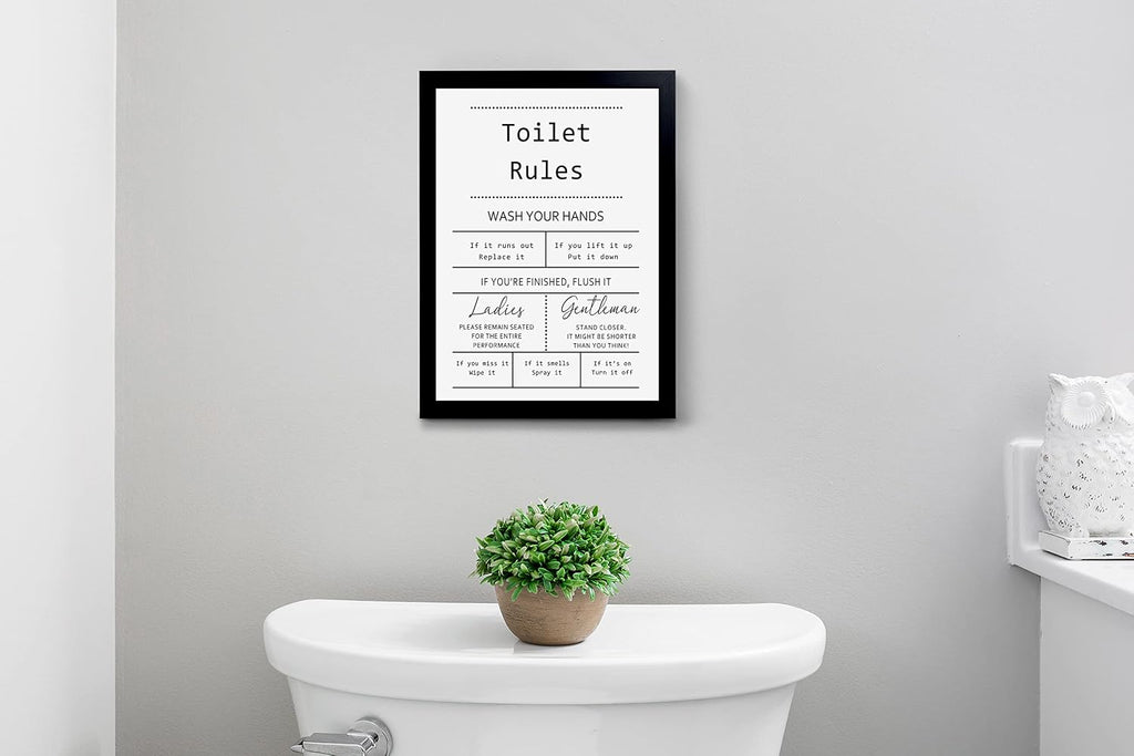 Toilet Rules Quotes Bathroom Sign - Funny Decor Signs, Funny Bathroom Wall Art, Toilet Art, Guest Wall Decor