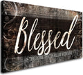 Blessed Home Quote Canvas Wall Art|Brown Wall Decor for Living Room|Blessed Is the Home Christian Wall Art|Ready to Hang Wall Picture for Dining Room Bedroom Decoration