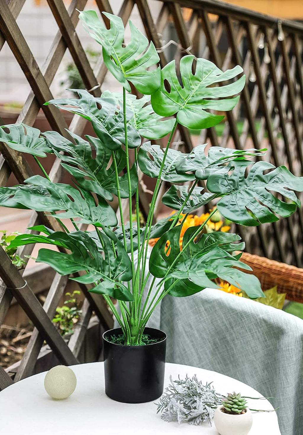 28" Fake Plants, Artificial Monstera in Black Pot for Office Decor