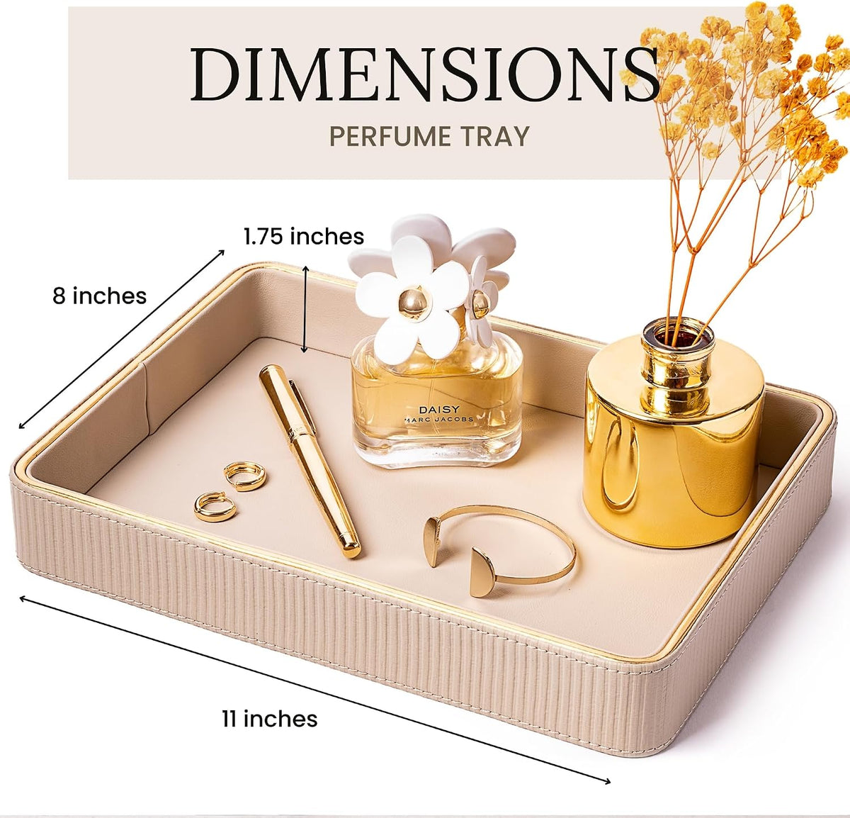 Perfume Tray Valet Tray Night Stand Bedside Organizer| Perfume Organizer Catchall| Perfume Trays for Dresser Vanity Tray for Dresser Countertop| Perfume Holder| Nightstand Organizer Women (White)