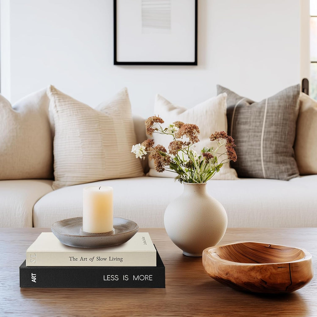 Minimalist Decorative Books, 2 Linen Fake Books for Coffee Table & Shelf