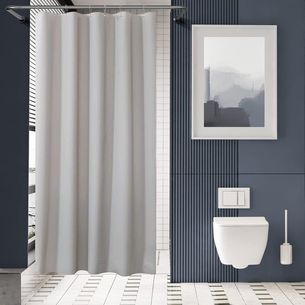 Stall Shower Curtain 36X72, Heavy Duty Plastic, Grey with 2 Weighted Stones and 6 Grommet Holes