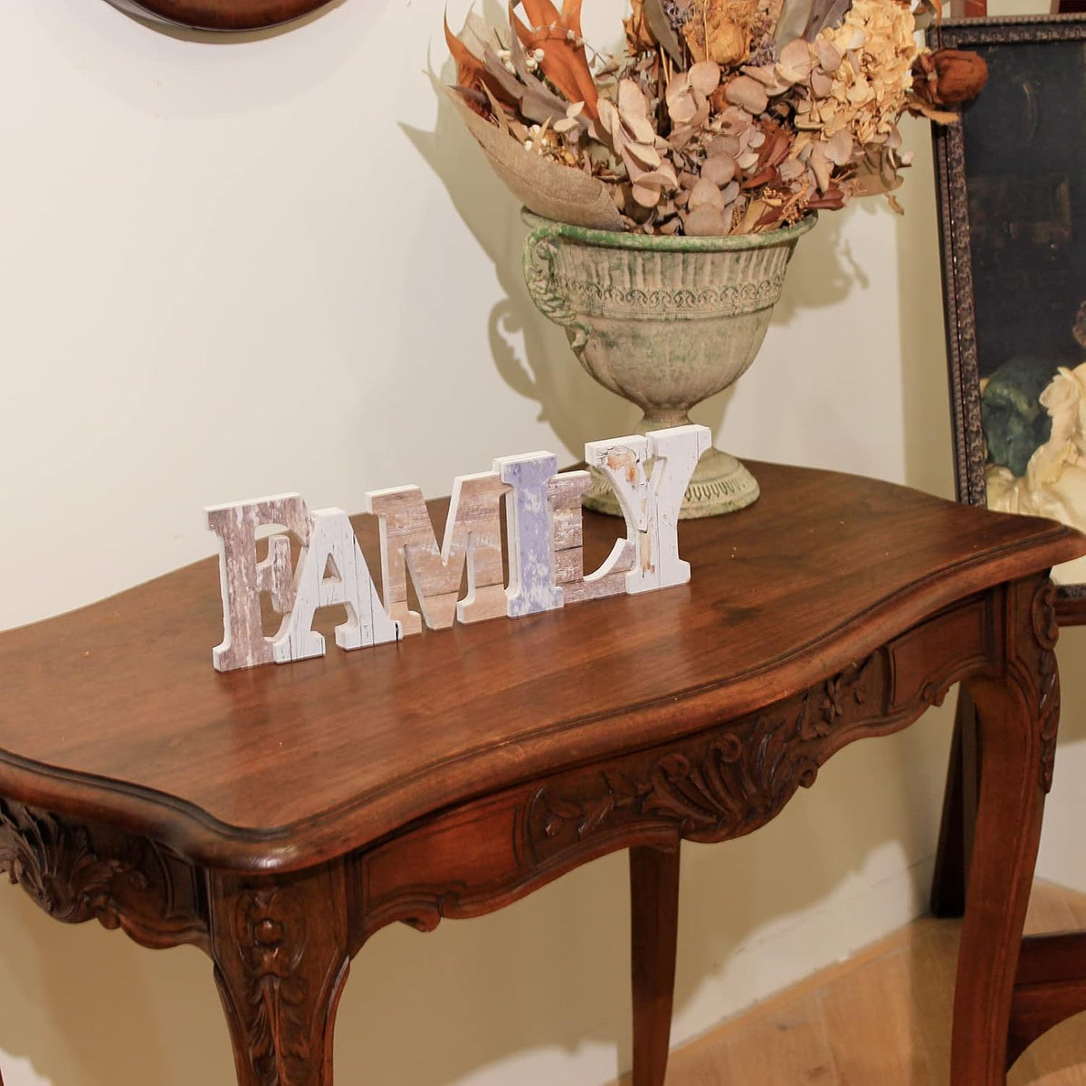 Wood Family Sign, Decorative Art Wall Mount, Free Standing Wooden Word Table Signs for Home Decor (Other)