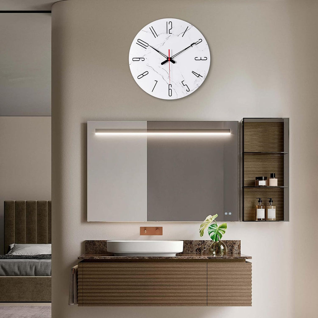 14In Glass Wall Clocks for Living Room Decor, Decorative Wall Clocks Battery Operated, Silent Kitchen Clocks, Wall Clock for Bedroom
