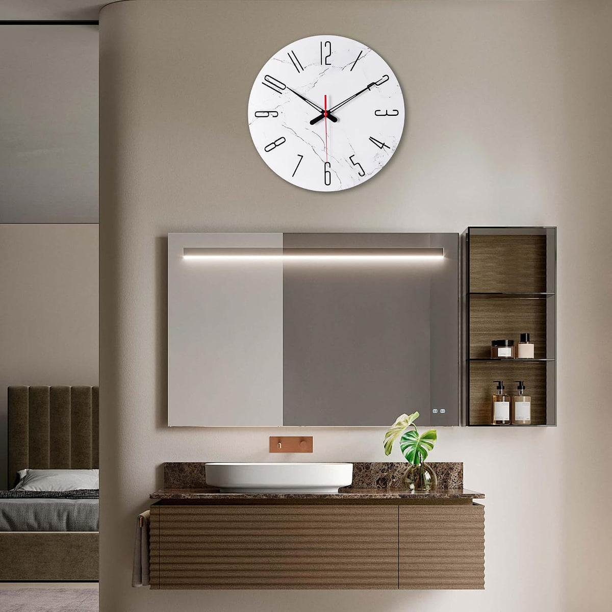 14In Glass Wall Clocks for Living Room Decor, Decorative Wall Clocks Battery Operated, Silent Kitchen Clocks, Wall Clock for Bedroom
