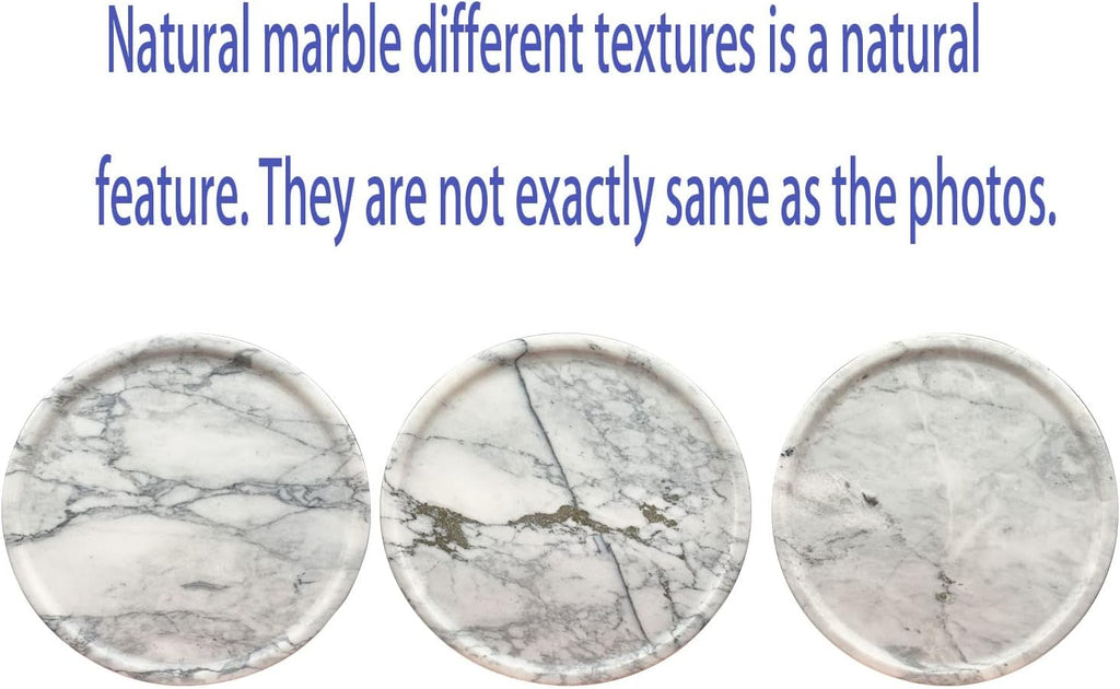 Natural Marble Tray, round Marble Decorative Tray for Counter, Jewelry, Dresser, Bathroom, Kitchen White round Tray,Diameter 8 Inches(White)