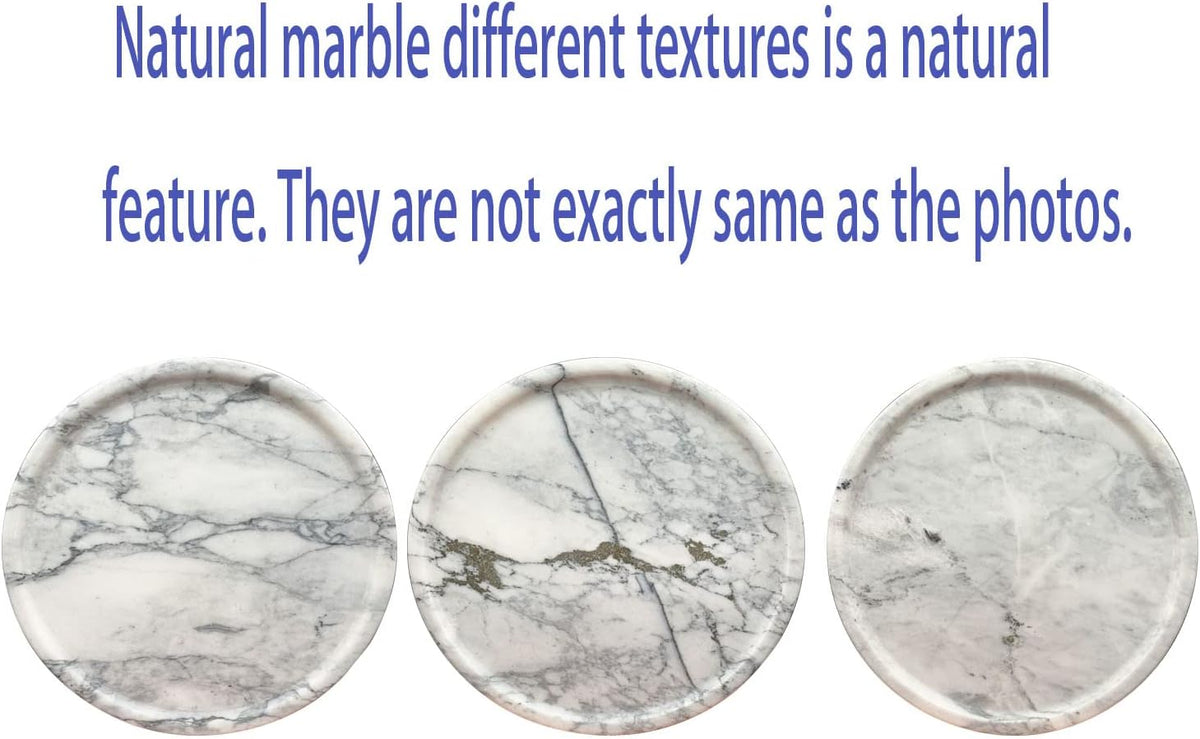 Natural Marble Tray, round Marble Decorative Tray for Counter, Jewelry, Dresser, Bathroom, Kitchen White round Tray,Diameter 8 Inches(White)