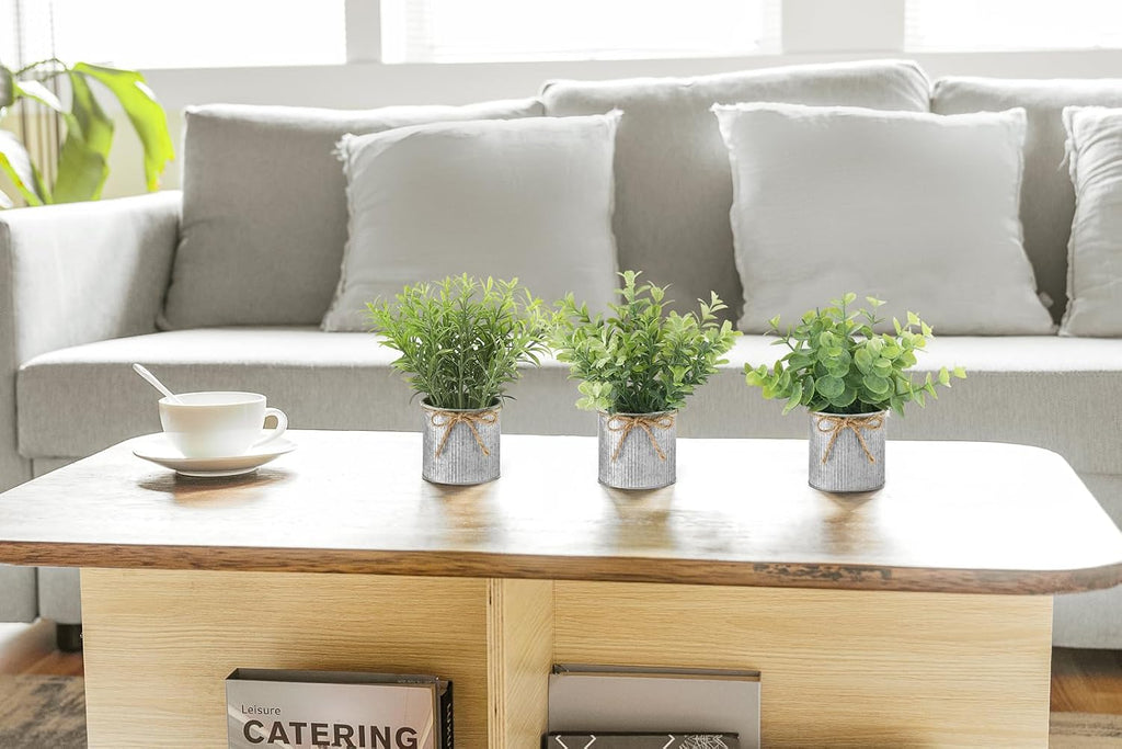Small Fake Plants, 3 Pack Mini Faux Plants for Farmhouse Home Decor