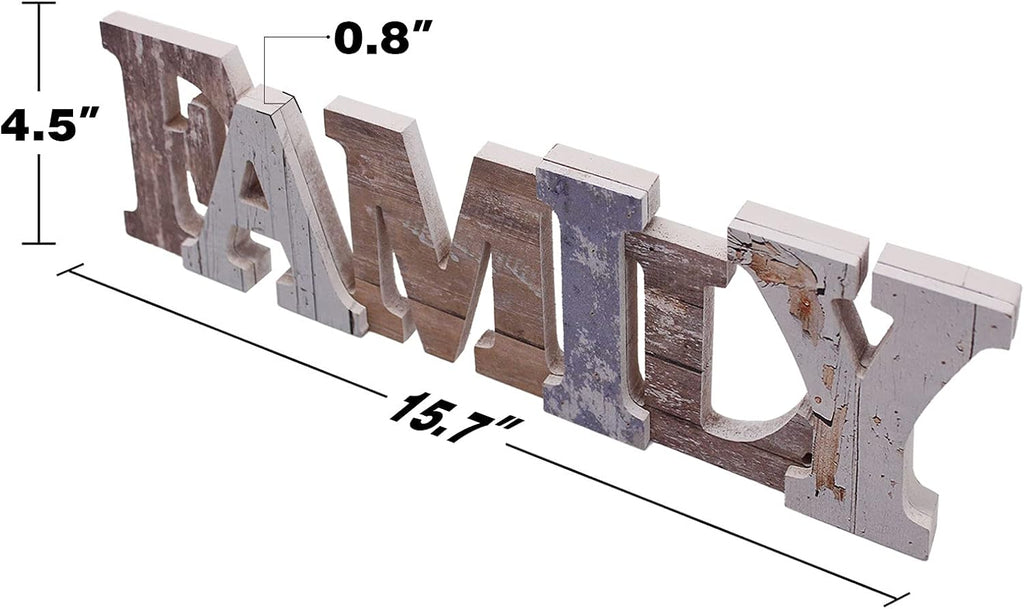 Wood Family Sign, Decorative Art Wall Mount, Free Standing Wooden Word Table Signs for Home Decor (Other)