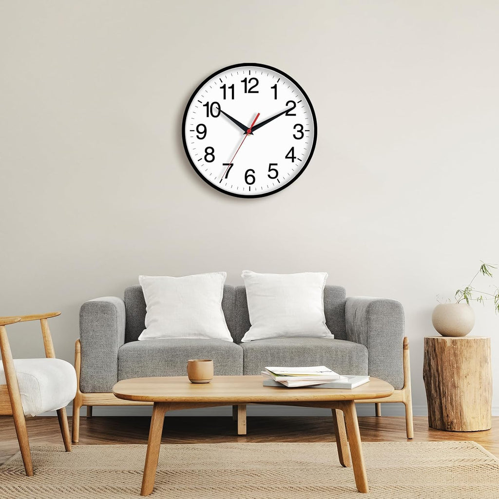 Wall Clock Analog 18 Inch Black Battery Operated Silent Clock