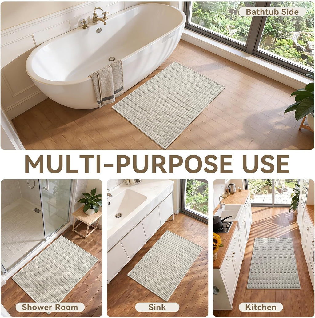 Bath Mat Super Soft Absorbent Bathroom Rugs 16"X24",Beige