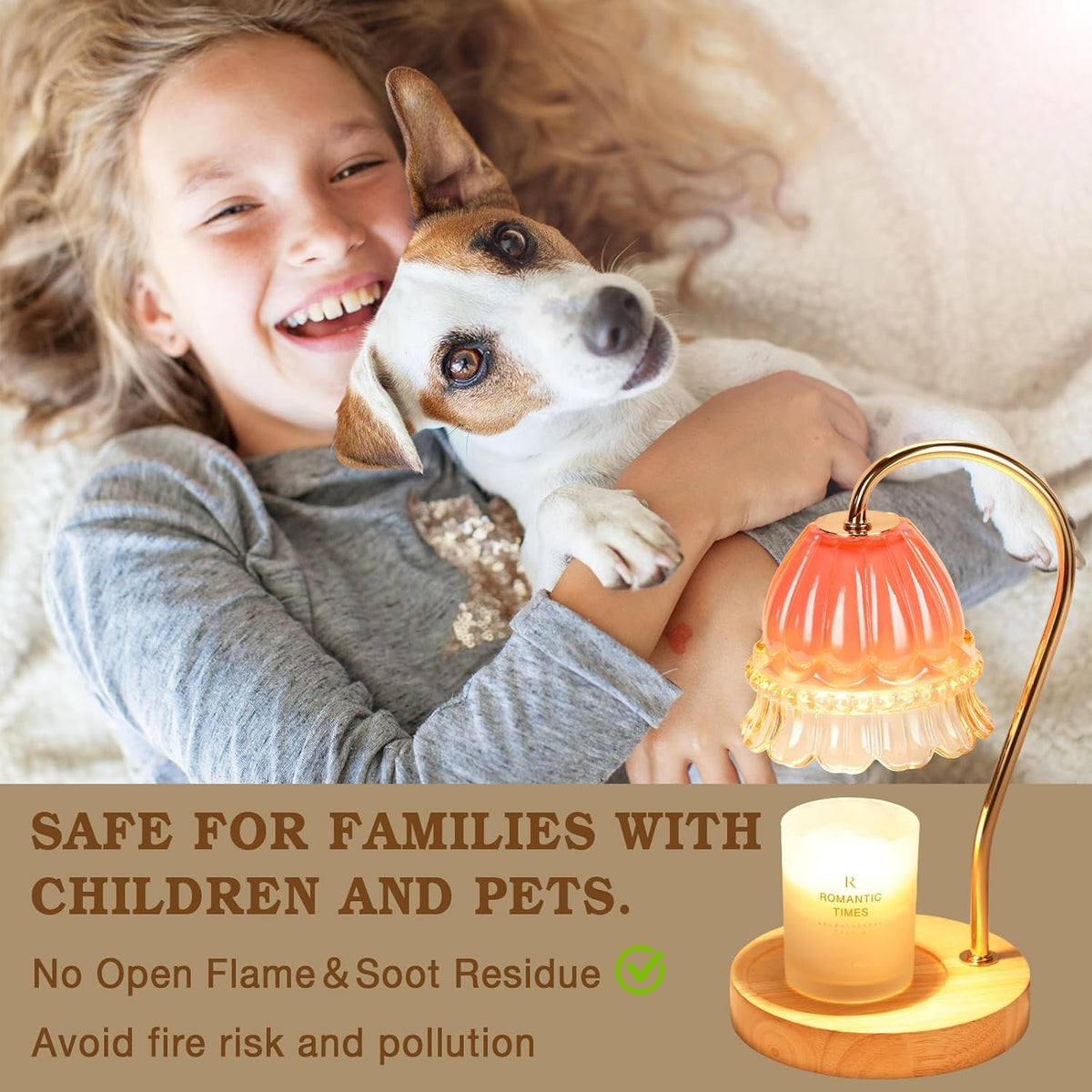 Flower Candle Warmer Lamp with Timer, Dimmable Candle Lamp Warmer, Christmas Birthday Gifts for Women Mom Her, Housewarming Home Decor, Lotus Wax Warmer for Yankee Candles - Pink Flower
