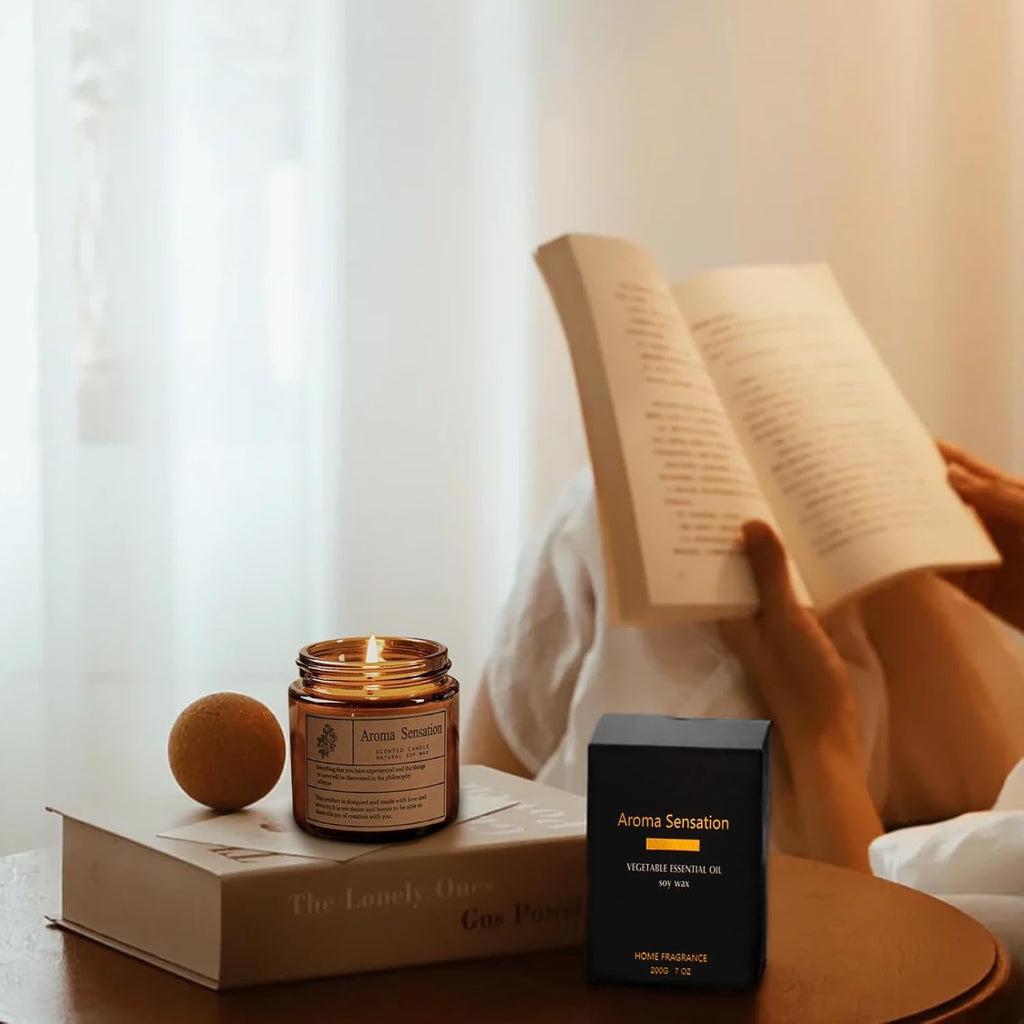 Organic Smoked Vanilla Candles - Non Toxic Soy Candles for Home, Stress Relief & Meditation (7Oz)