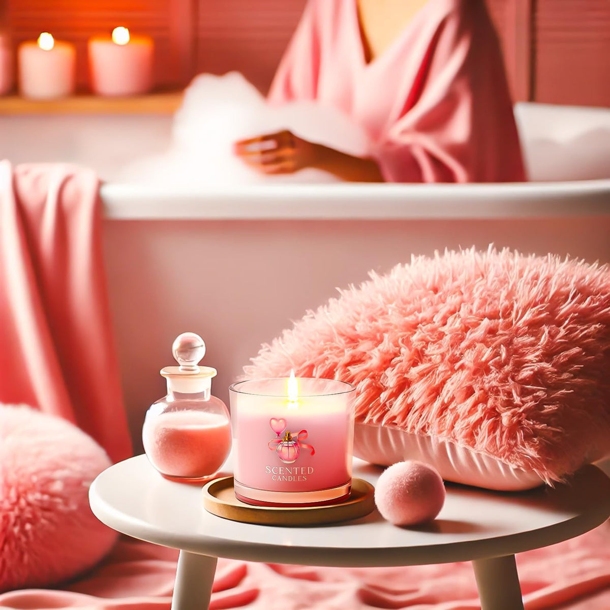 Scented Candles, Scented Candle Gift Set for Stress Relief, 3 Votive Candles for Women and Men, Birthday Candle Gifts for Women, Christmas Candles for Women (Pink + Purple + White, 7 Oz)