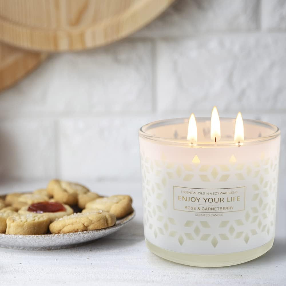 Scented Jar Candles for Home,3 Wick Aromatherapy Large Candles,250 Hours 29 Oz Soy Wax Lavender Stress Relief Candles Mother'S Day Birthday Gifts for Women|Lavender|Berry| Candle
