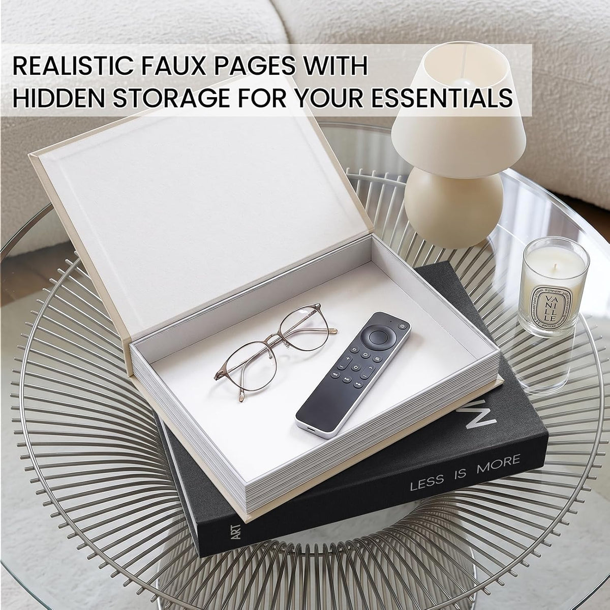 Minimalist Decorative Books, 2 Linen Fake Books for Coffee Table & Shelf