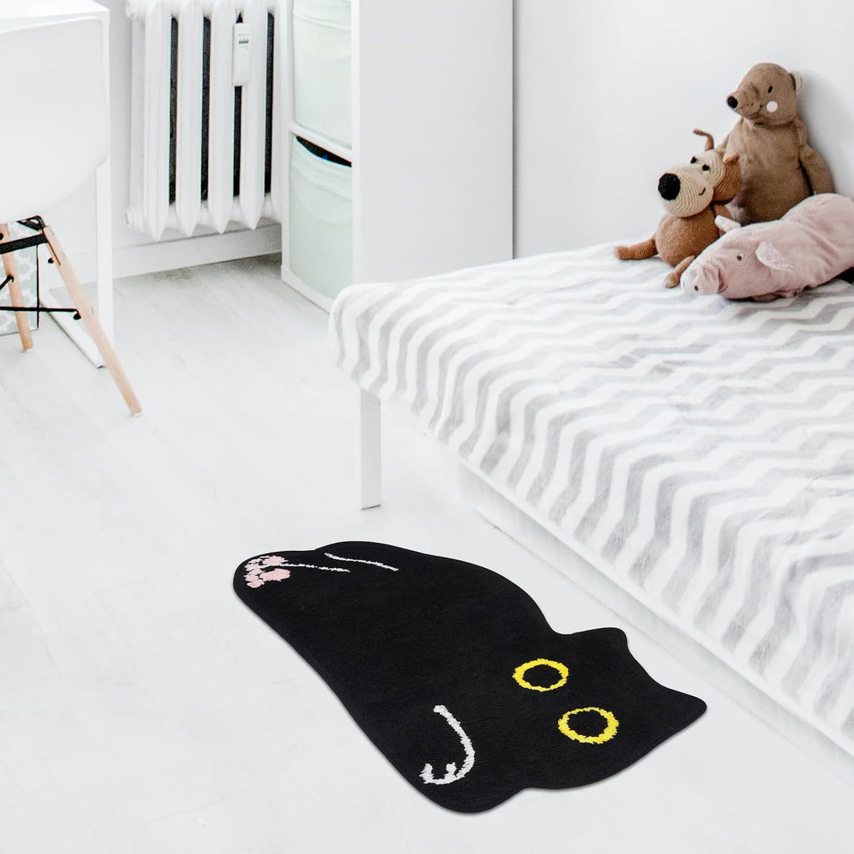 Cat Bath Mat,16''X28'' Lying down Black Cat Mat