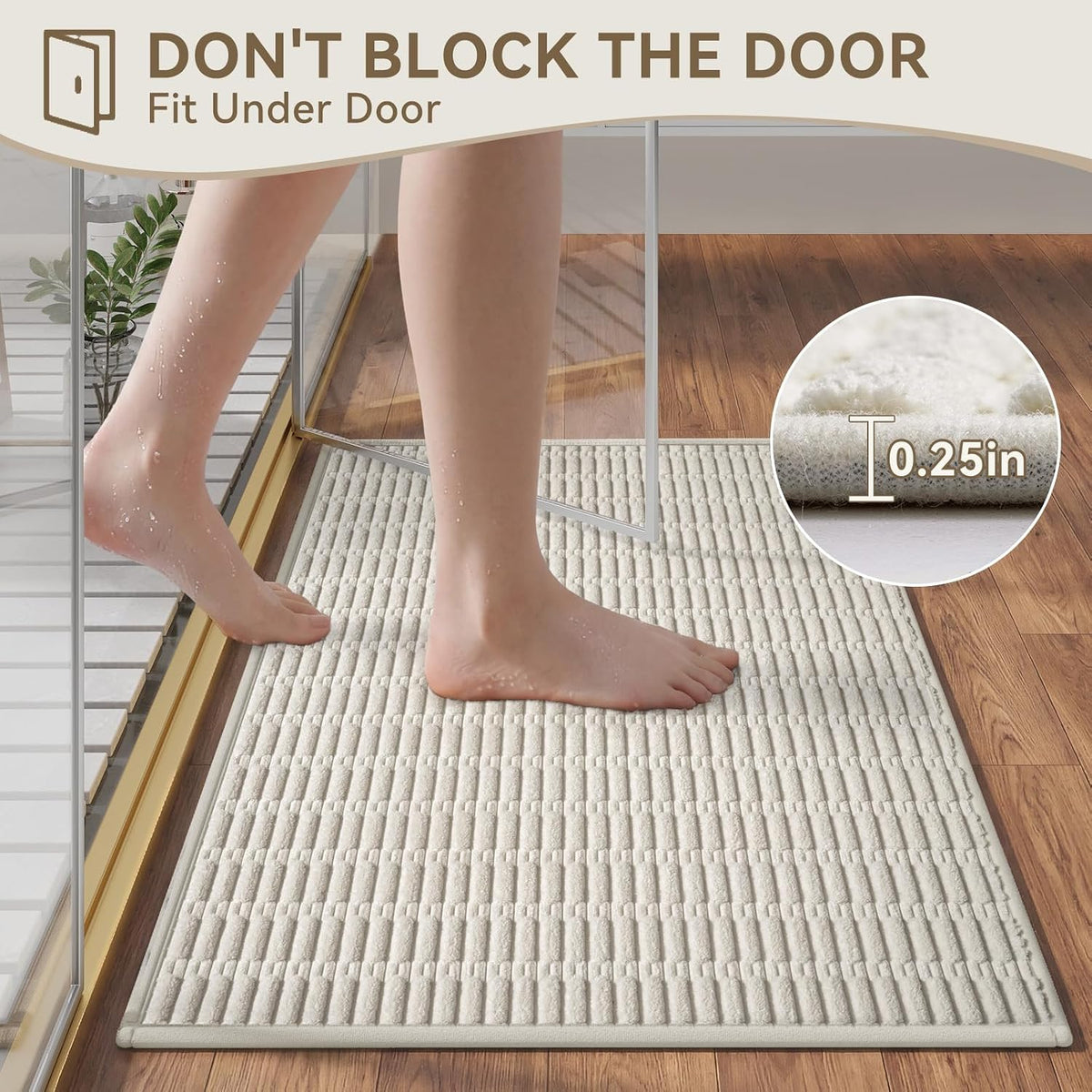 Bath Mat Super Soft Absorbent Bathroom Rugs 16"X24",Beige